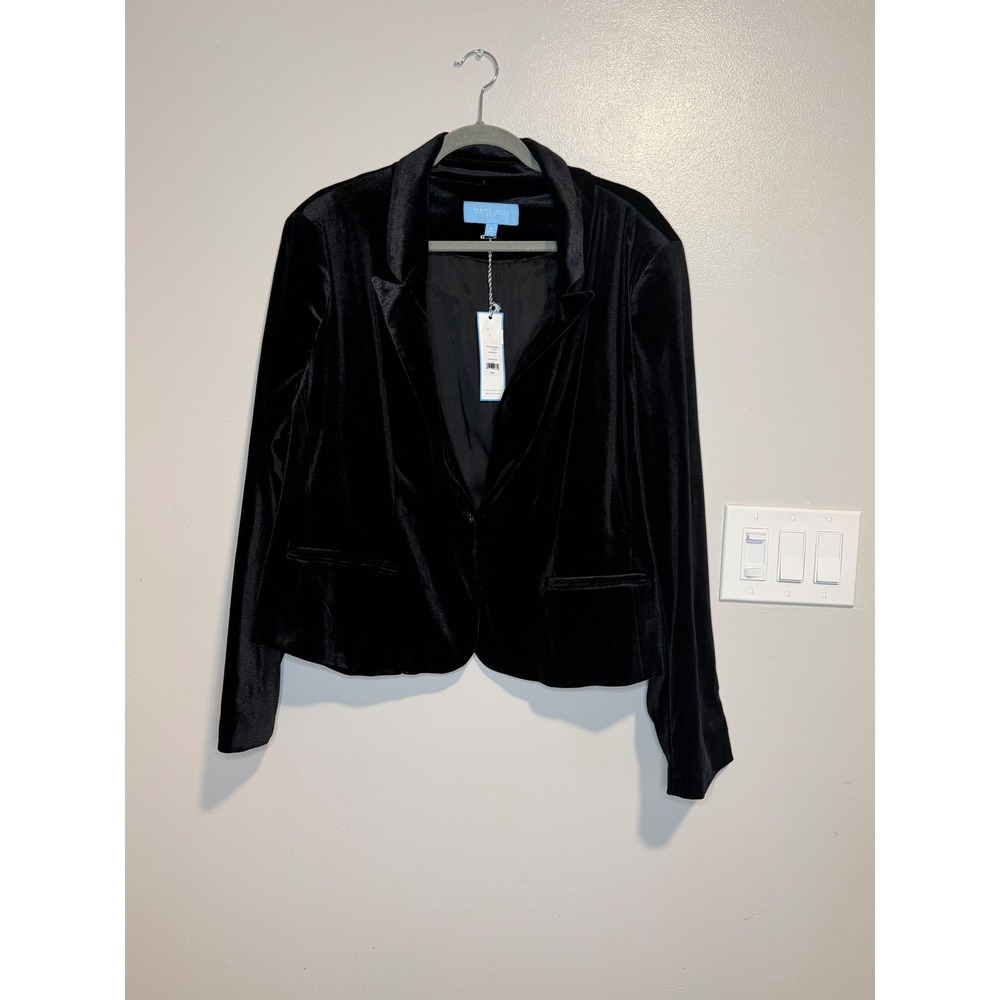 Draper James RSVP Black Velvet Blazer Gold Crest Button KDP8070STF NWT 1X